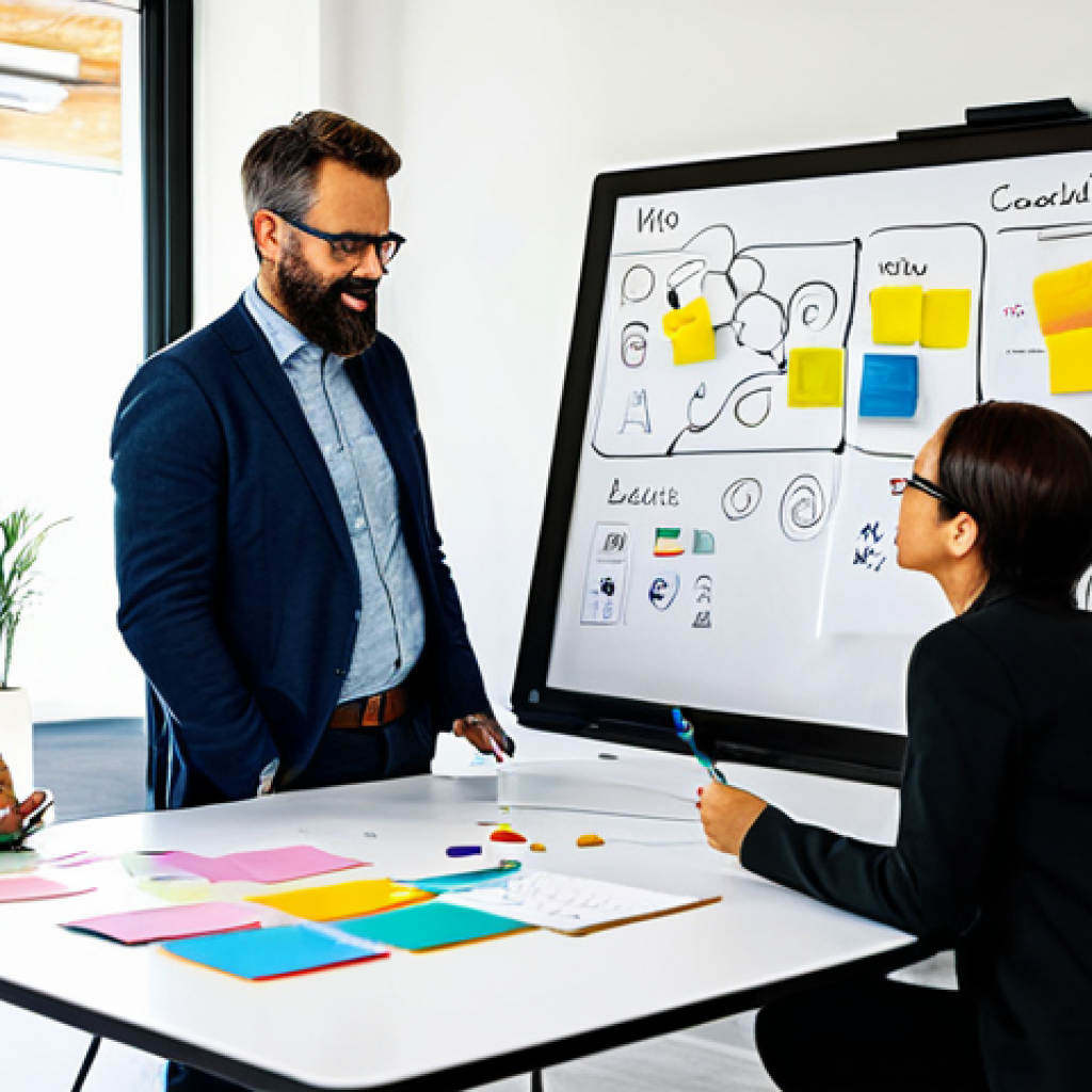 레크리에이션 프로그램 디자인 툴 추천 - Collaborative Brainstorming Session**

"A diverse group of French professionals collaborating on a M...