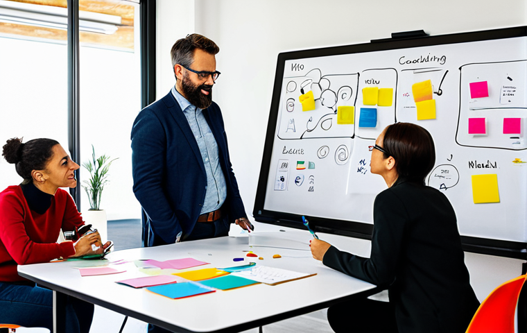 레크리에이션 프로그램 디자인 툴 추천 - Collaborative Brainstorming Session**

"A diverse group of French professionals collaborating on a M...