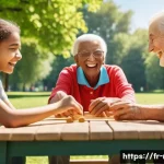 레크리에이션 지도자의 목표 설정 방법 - A diverse group of teenagers and seniors engaging in an outdoor cooperative game on a sunny day in a...