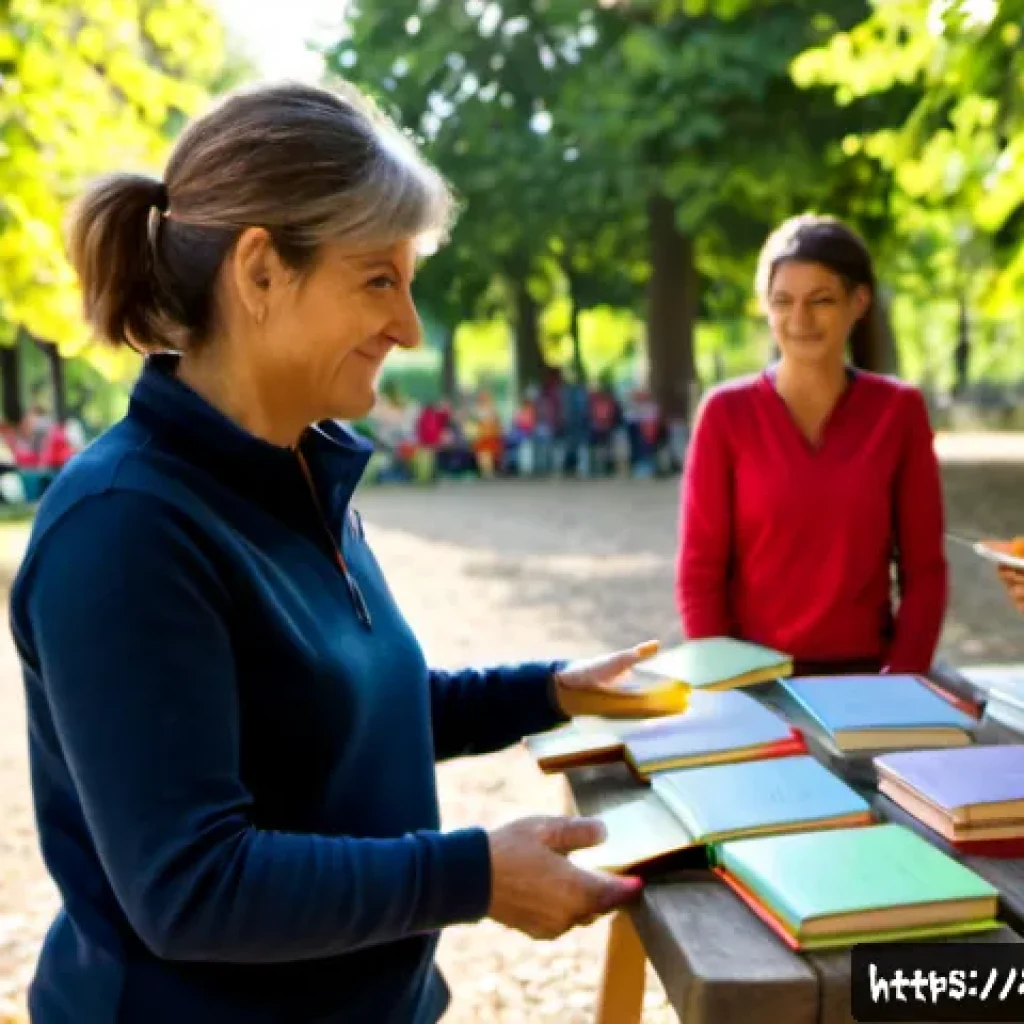 레크리에이션 지도자와 자기 계발 도서 - Photorealistic French recreation leader facilitating an outdoor team-building workshop in a sunlit p...
